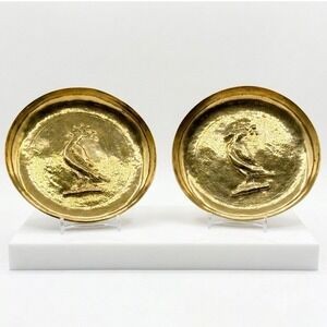 W.H. Mawson Keswick Hand Hammered Brass Nut & Pin Trays Arts & Crafts Antique